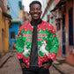 Christmas Burkina Faso Sleeve Zip Bomber Jacket Snowflake Horses and Coat of Arms - African Pride