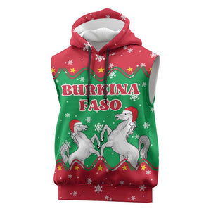 Christmas Burkina Faso Sleeveless Hoodie Snowflake Horses and Coat of Arms - African Pride
