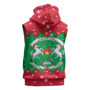 Christmas Burkina Faso Sleeveless Hoodie Snowflake Horses and Coat of Arms - African Pride