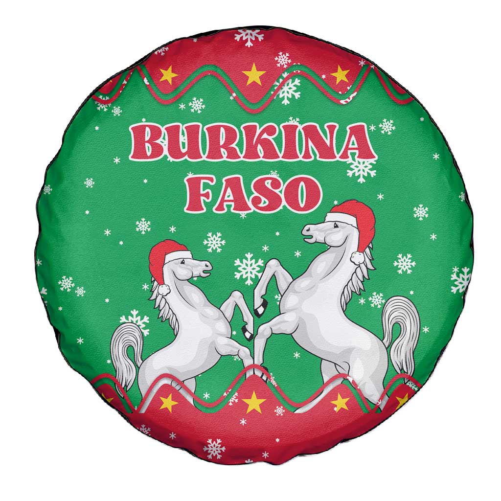 Christmas Burkina Faso Spare Tire Cover Snowflake Horses and Coat of Arms - African Pride