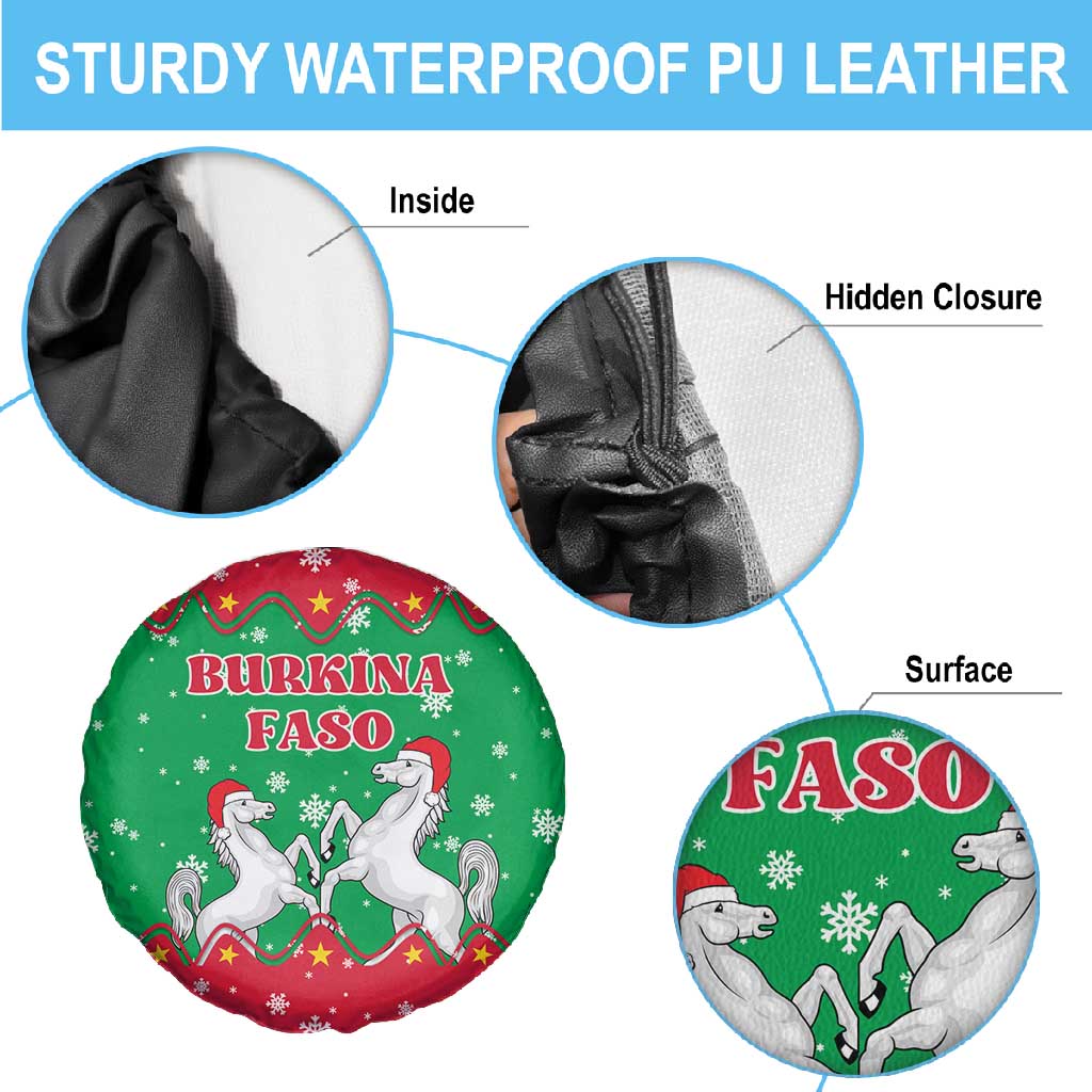 Christmas Burkina Faso Spare Tire Cover Snowflake Horses and Coat of Arms - African Pride