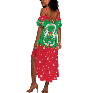 Christmas Burkina Faso Summer Maxi Dress Snowflake Horses and Coat of Arms - African Pride