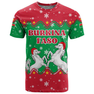 Christmas Burkina Faso T shirt Snowflake Horses and Coat of Arms - African Pride