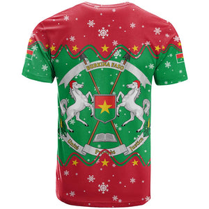Christmas Burkina Faso T shirt Snowflake Horses and Coat of Arms - African Pride