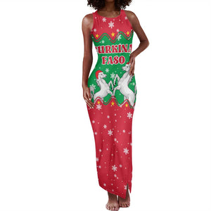Christmas Burkina Faso Tank Maxi Dress Snowflake Horses and Coat of Arms - African Pride