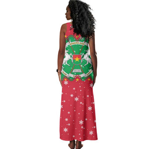 Christmas Burkina Faso Tank Maxi Dress Snowflake Horses and Coat of Arms - African Pride