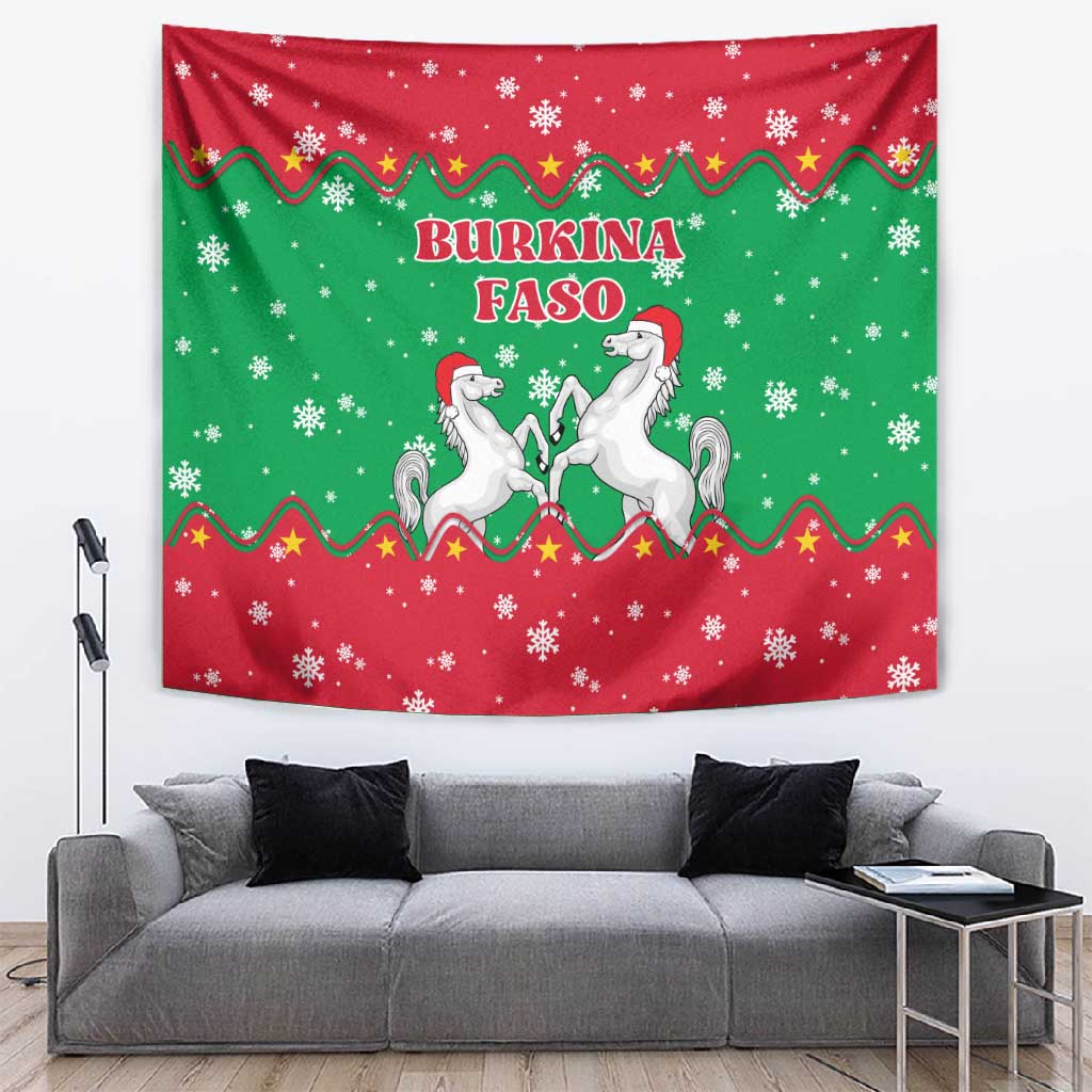 Christmas Burkina Faso Tapestry Snowflake Horses and Coat of Arms - African Pride