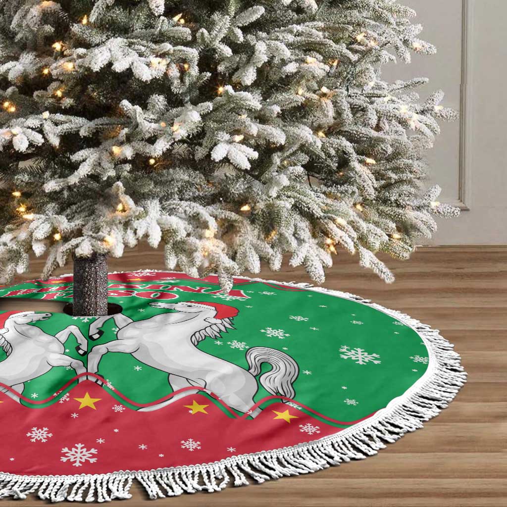 Christmas Burkina Faso Tree Skirt Snowflake Horses and Coat of Arms - African Pride
