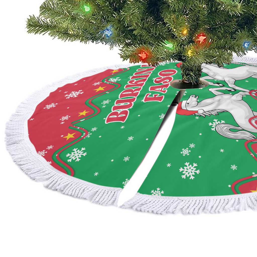 Christmas Burkina Faso Tree Skirt Snowflake Horses and Coat of Arms - African Pride