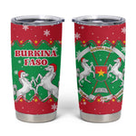 Christmas Burkina Faso Tumbler Cup Snowflake Horses and Coat of Arms - African Pride