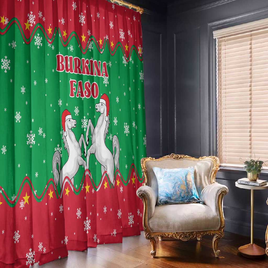 Christmas Burkina Faso Window Curtain Snowflake Horses and Coat of Arms - African Pride