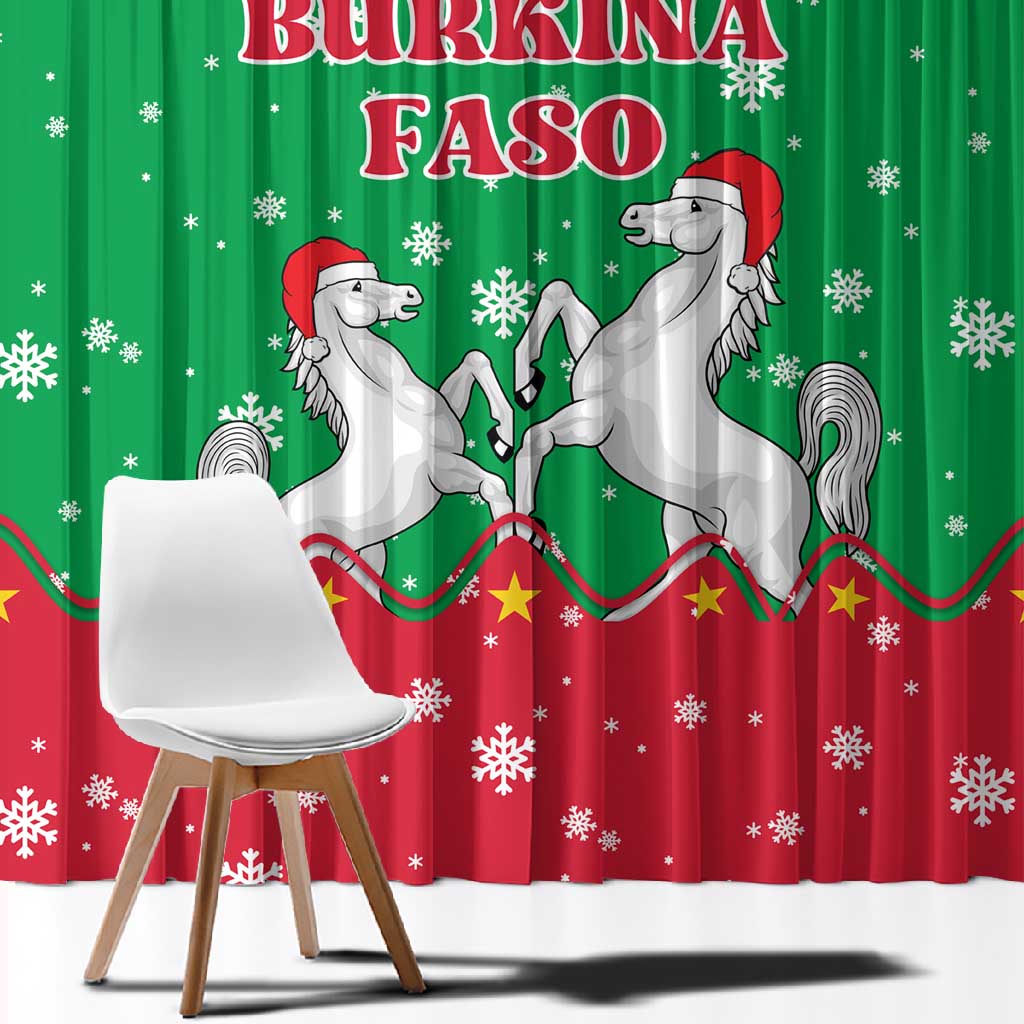 Christmas Burkina Faso Window Curtain Snowflake Horses and Coat of Arms - African Pride