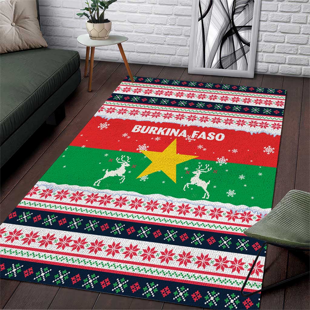 Christmas Burkina Faso Area Rug Reindeer Star Design - African Pride