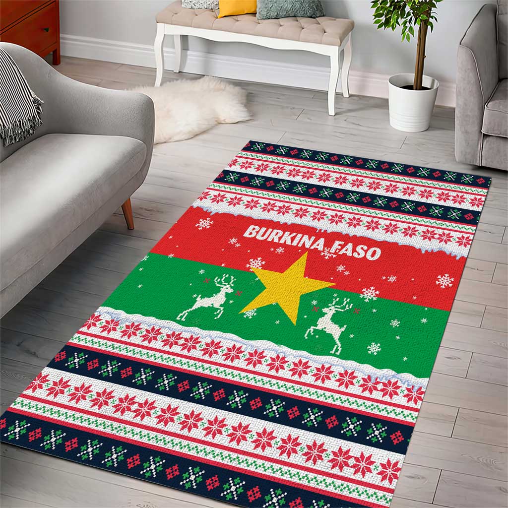 Christmas Burkina Faso Area Rug Reindeer Star Design - African Pride