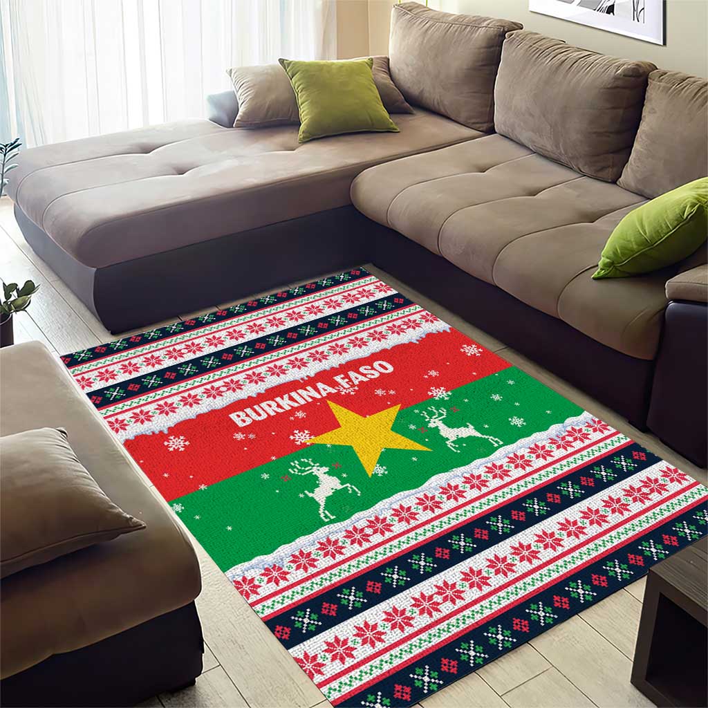 Christmas Burkina Faso Area Rug Reindeer Star Design - African Pride