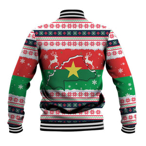 Christmas Burkina Faso Baseball Jacket Reindeer Star Design - African Pride