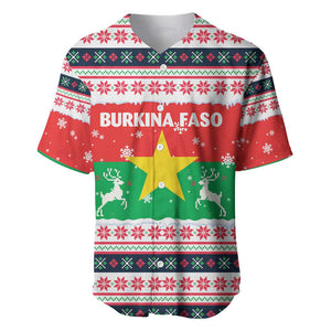 Christmas Burkina Faso Baseball Jersey Reindeer Star Design - African Pride