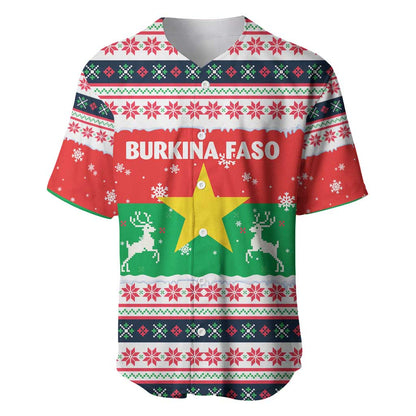 Christmas Burkina Faso Baseball Jersey Reindeer Star Design - African Pride