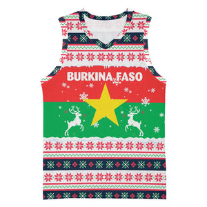 Christmas Burkina Faso Basketball Jersey Reindeer Star Design - African Pride