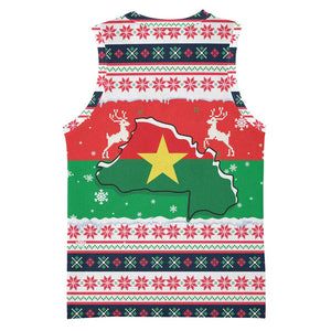 Christmas Burkina Faso Basketball Jersey Reindeer Star Design - African Pride