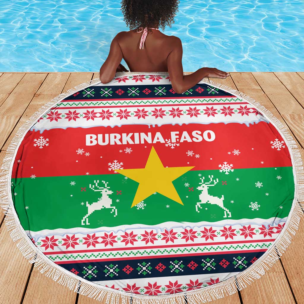 Christmas Burkina Faso Beach Blanket Reindeer Star Design - African Pride