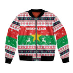 Christmas Burkina Faso Bomber Jacket Reindeer Star Design - African Pride