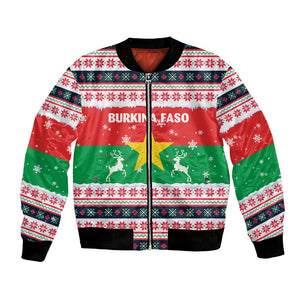 Christmas Burkina Faso Bomber Jacket Reindeer Star Design - African Pride