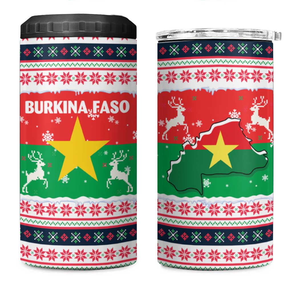 Christmas Burkina Faso 4 in 1 Can Cooler Tumbler Reindeer Star Design - African Pride