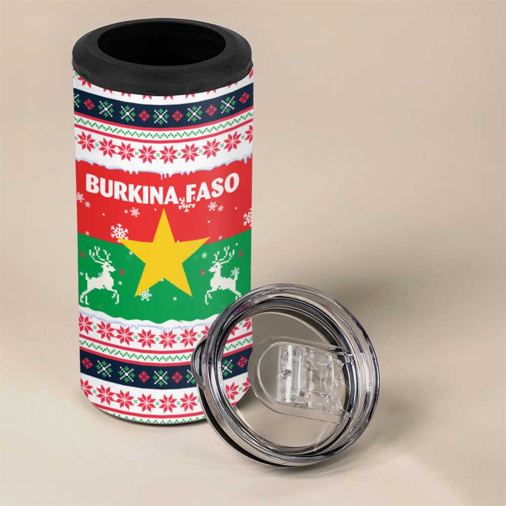 Christmas Burkina Faso 4 in 1 Can Cooler Tumbler Reindeer Star Design - African Pride