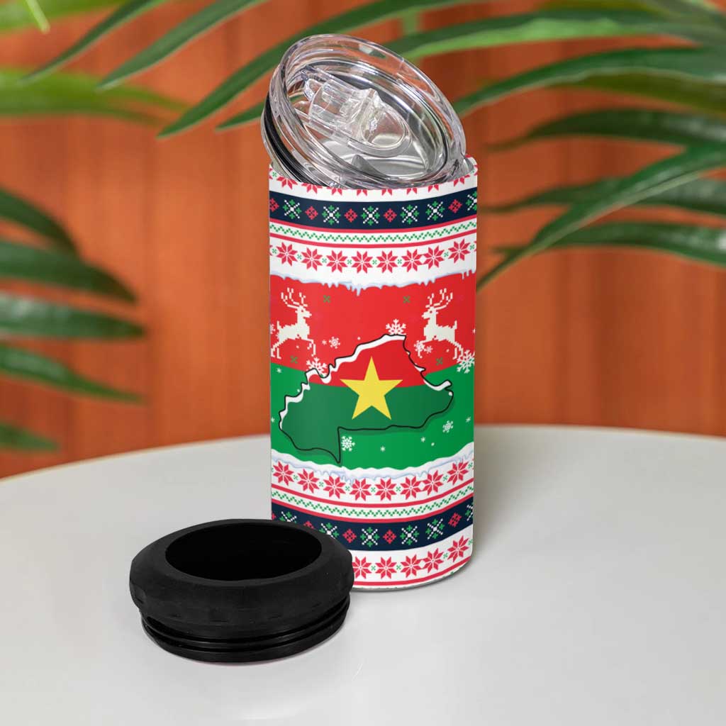 Christmas Burkina Faso 4 in 1 Can Cooler Tumbler Reindeer Star Design - African Pride