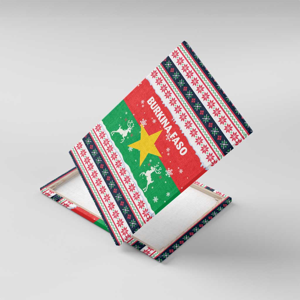 Christmas Burkina Faso Canvas Wall Art Reindeer Star Design - African Pride