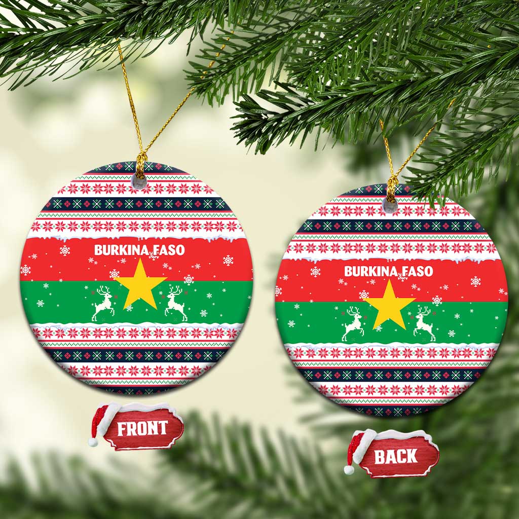 Christmas Burkina Faso Ceramic Ornament Reindeer Star Design - African Pride