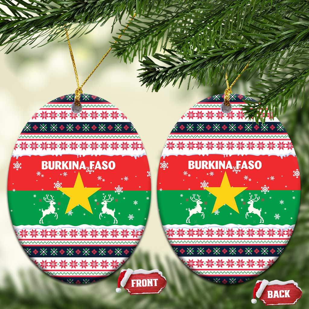 Christmas Burkina Faso Ceramic Ornament Reindeer Star Design - African Pride