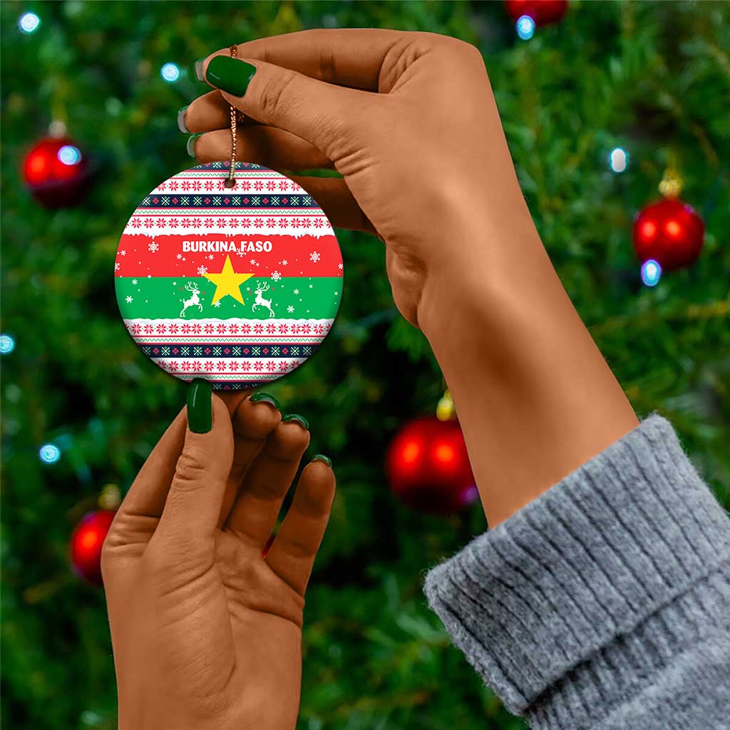 Christmas Burkina Faso Ceramic Ornament Reindeer Star Design - African Pride