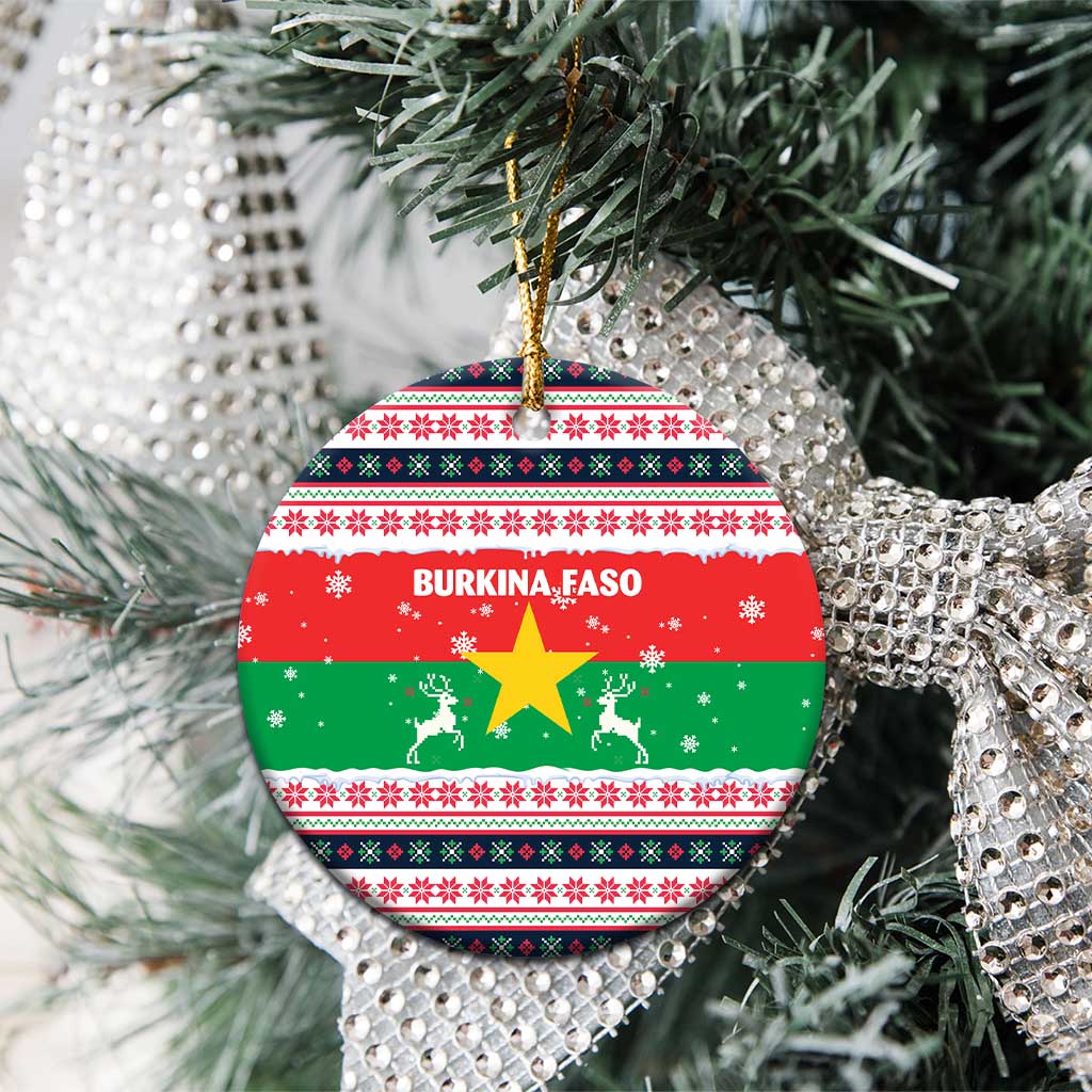 Christmas Burkina Faso Ceramic Ornament Reindeer Star Design - African Pride