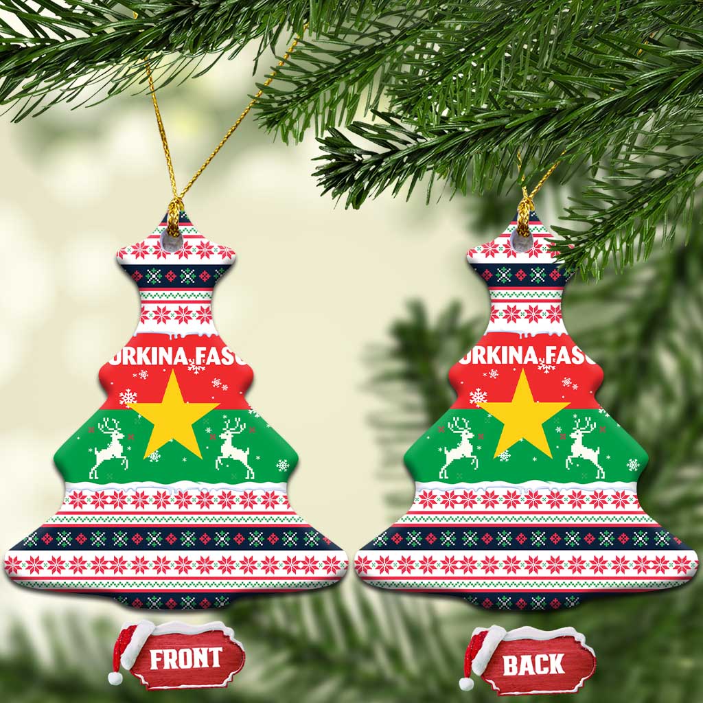 Christmas Burkina Faso Ceramic Ornament Reindeer Star Design - African Pride