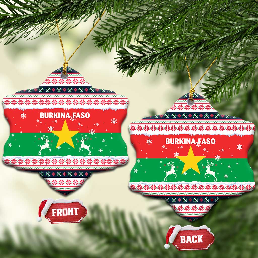 Christmas Burkina Faso Ceramic Ornament Reindeer Star Design - African Pride