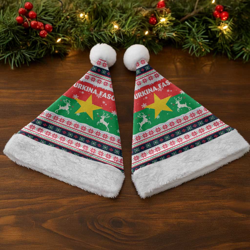 Christmas Burkina Faso Christmas Santa Hat Reindeer Star Design - African Pride