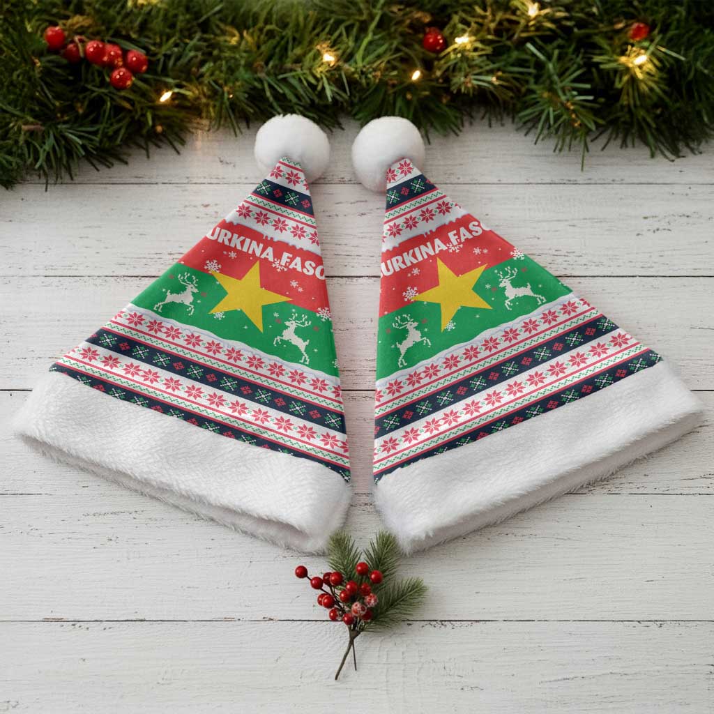 Christmas Burkina Faso Christmas Santa Hat Reindeer Star Design - African Pride