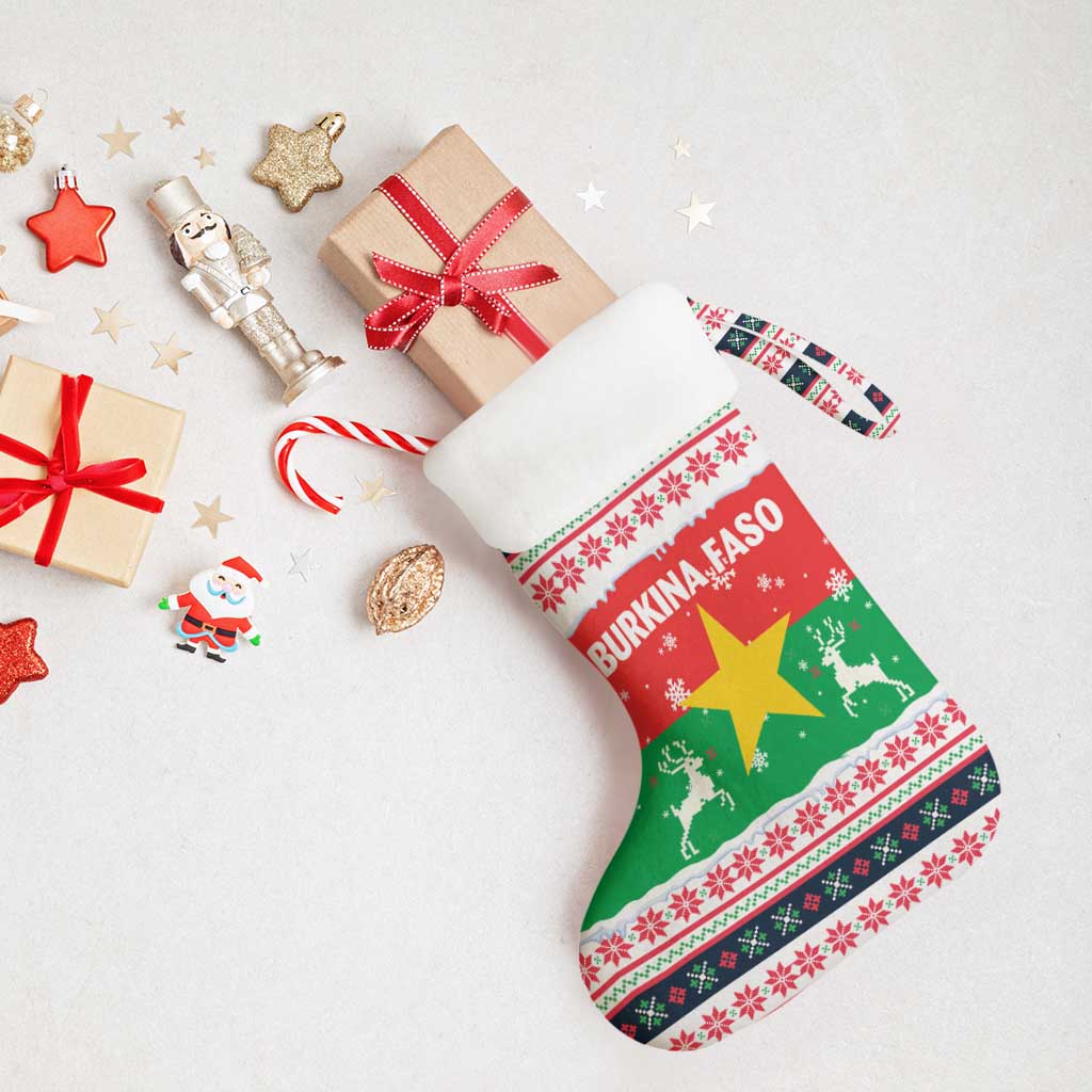Christmas Burkina Faso Christmas Stocking Reindeer Star Design - African Pride