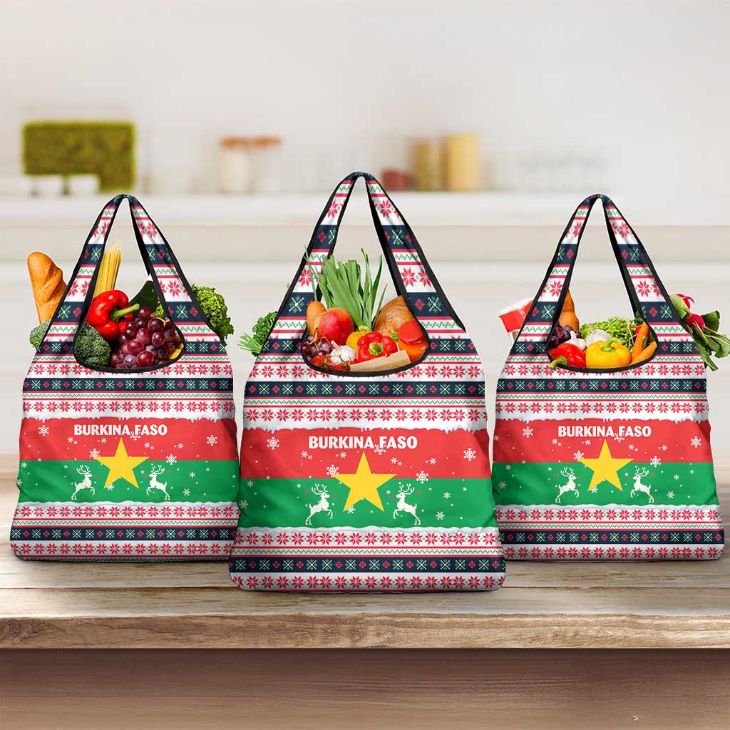 Christmas Burkina Faso Grocery Bag Reindeer Star Design - African Pride