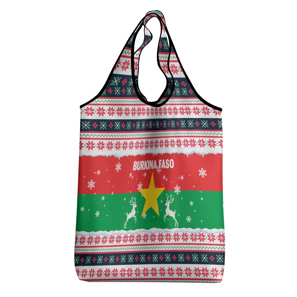 Christmas Burkina Faso Grocery Bag Reindeer Star Design - African Pride