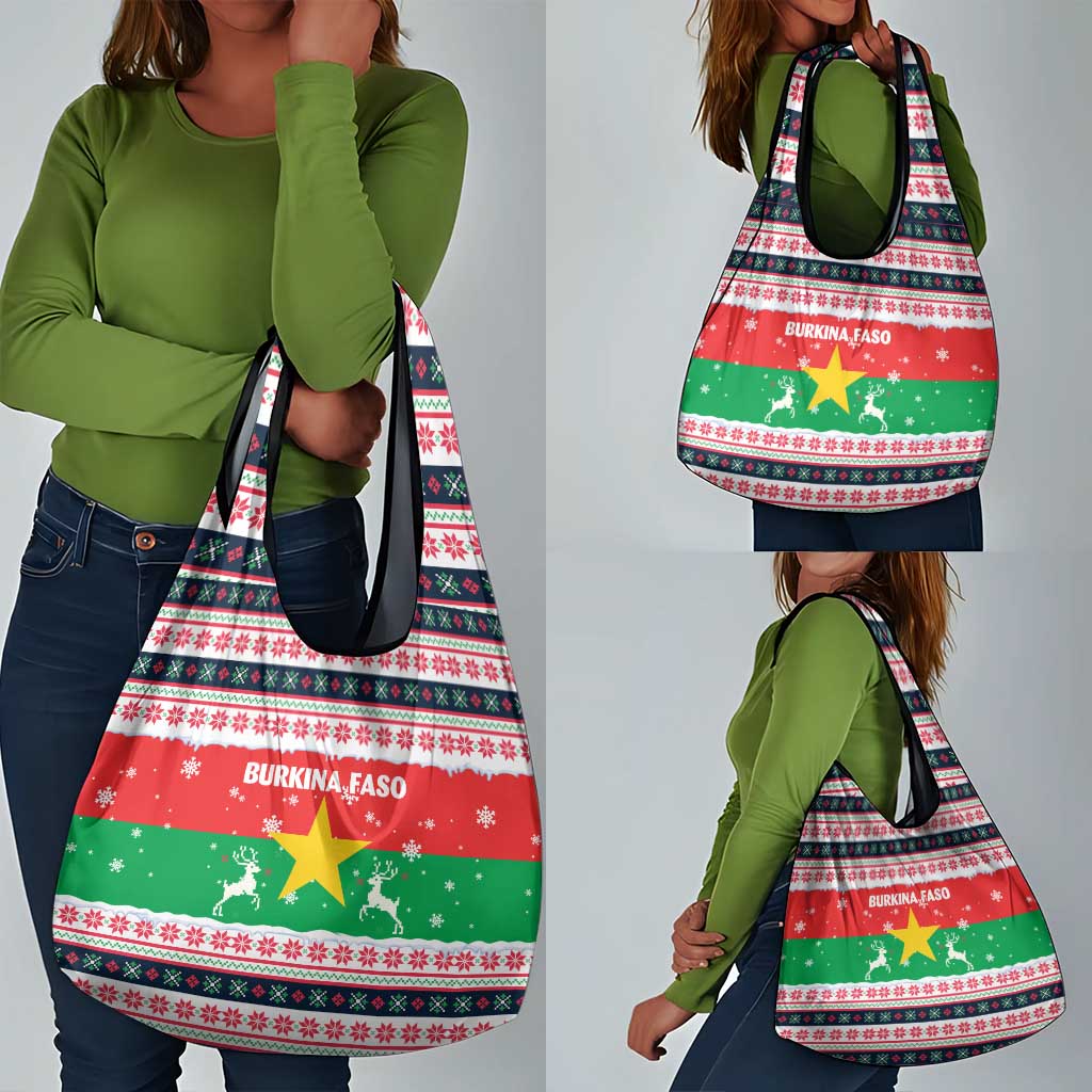 Christmas Burkina Faso Grocery Bag Reindeer Star Design - African Pride