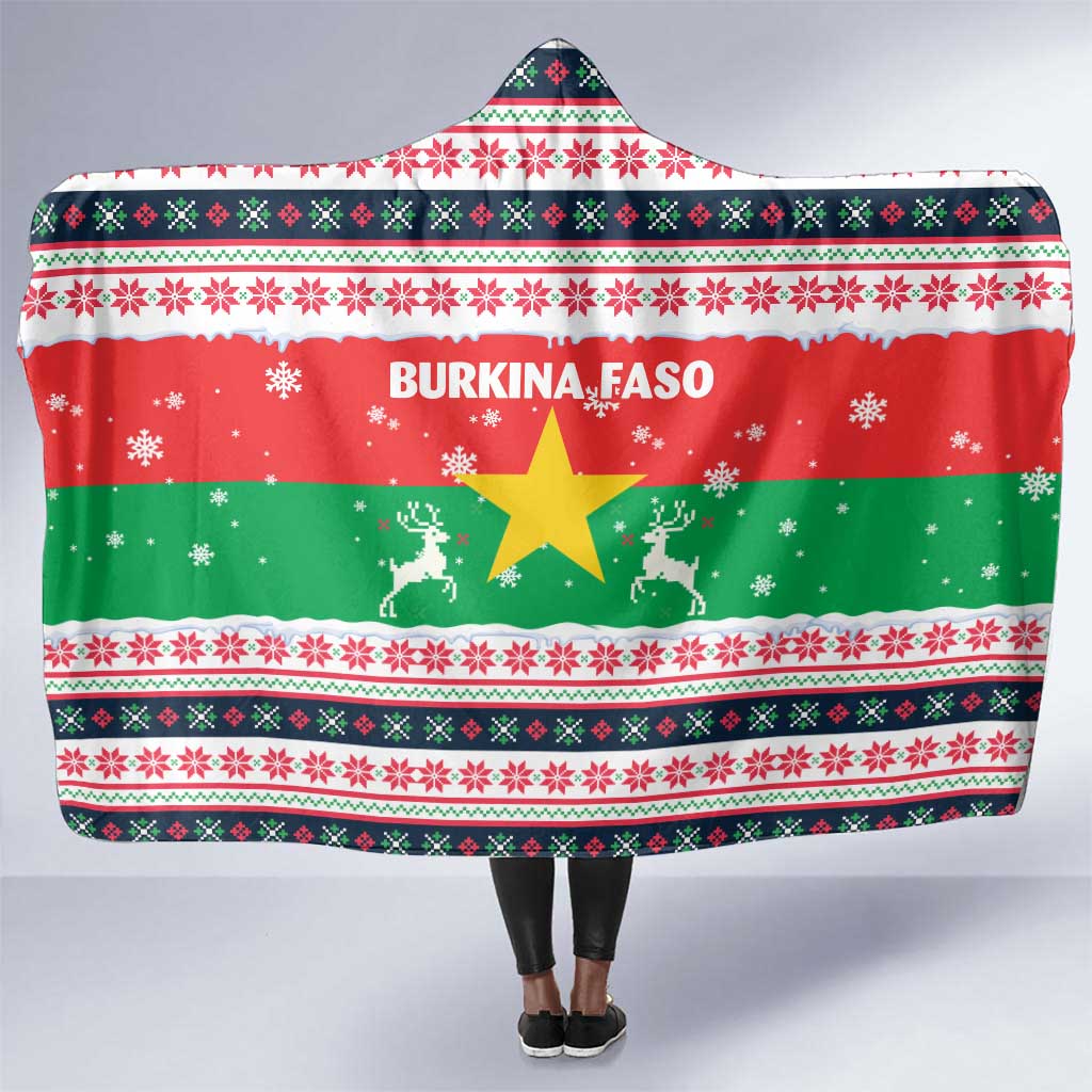 Christmas Burkina Faso Hooded Blanket Reindeer Star Design - African Pride