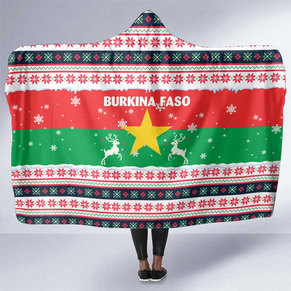 Christmas Burkina Faso Hooded Blanket Reindeer Star Design - African Pride