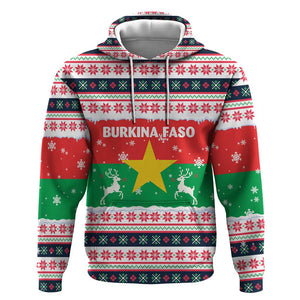Christmas Burkina Faso Hoodie Reindeer Star Design - African Pride