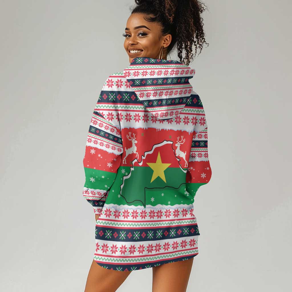 Christmas Burkina Faso Hoodie Dress Reindeer Star Design - African Pride