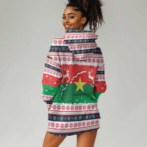 Christmas Burkina Faso Hoodie Dress Reindeer Star Design - African Pride