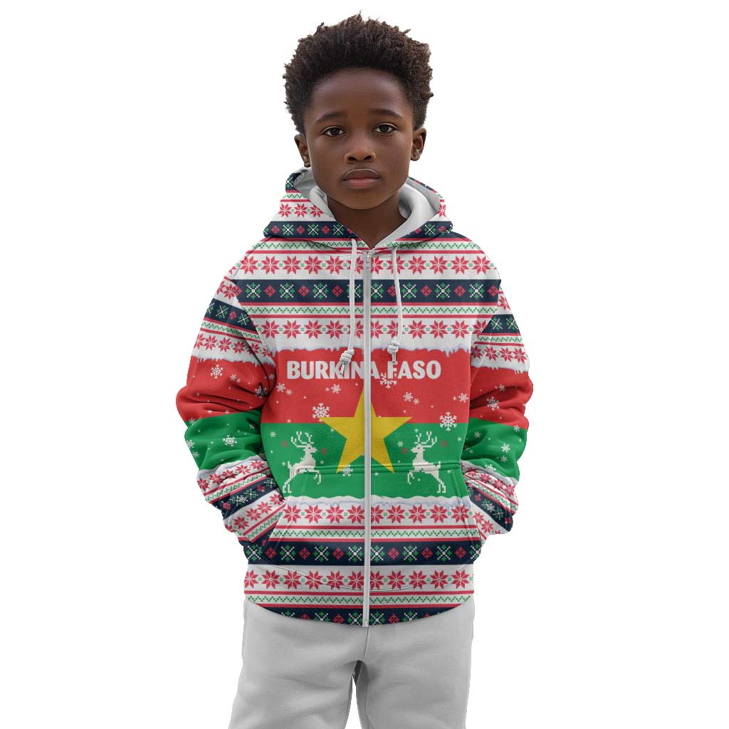 Christmas Burkina Faso Kid Hoodie Reindeer Star Design - African Pride