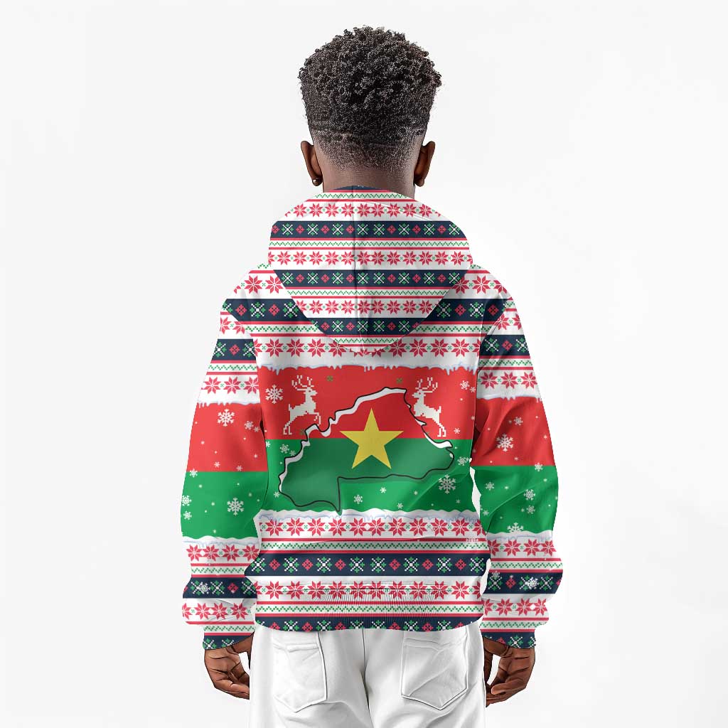 Christmas Burkina Faso Kid Hoodie Reindeer Star Design - African Pride